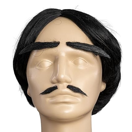 Adams Spooky Family Gomez Wig Mustache Eyebrow Halloween Costume Cosplay Set