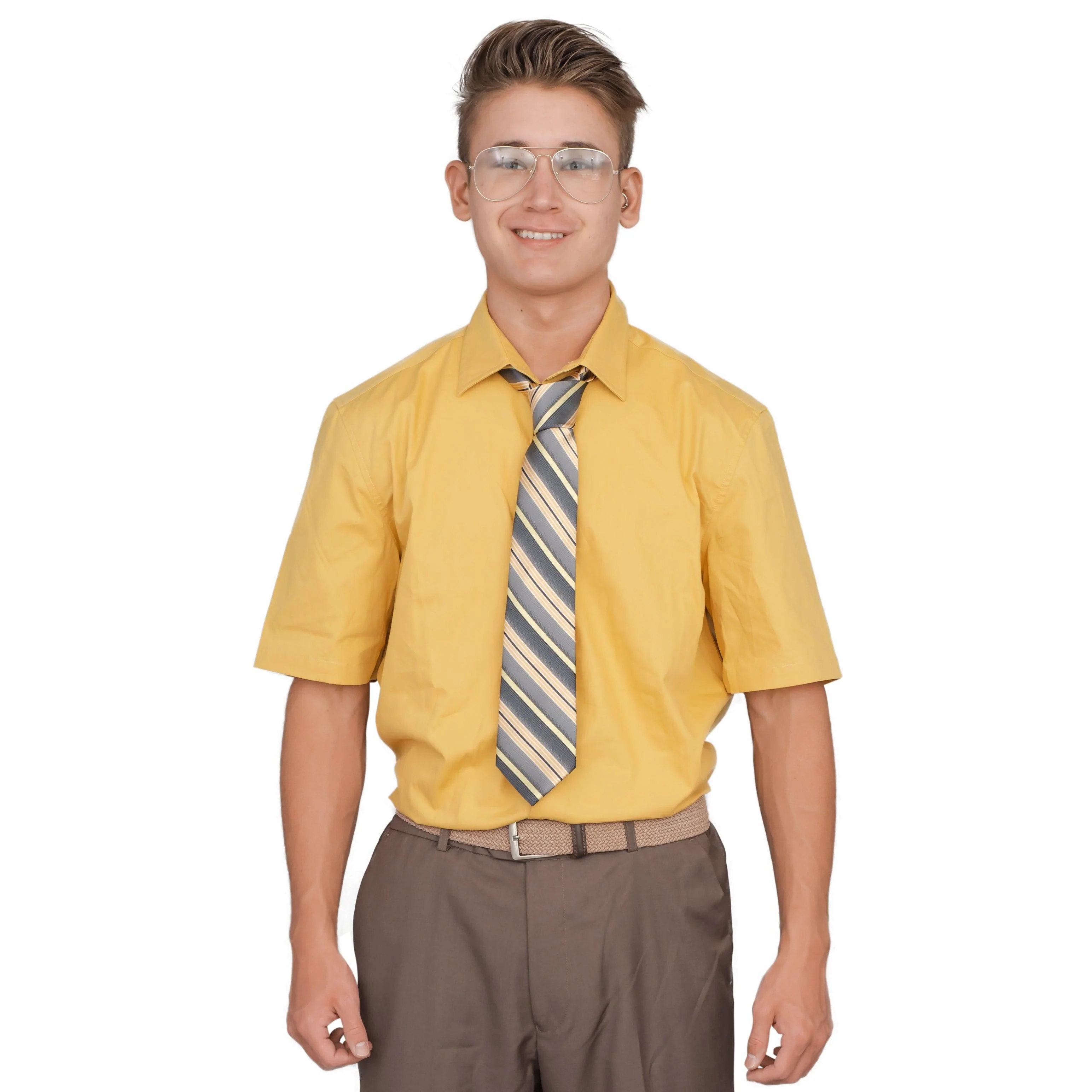 Adult Halloween Costume Office Schrute Short Sleeve T-Shirt and Tie - Image 3