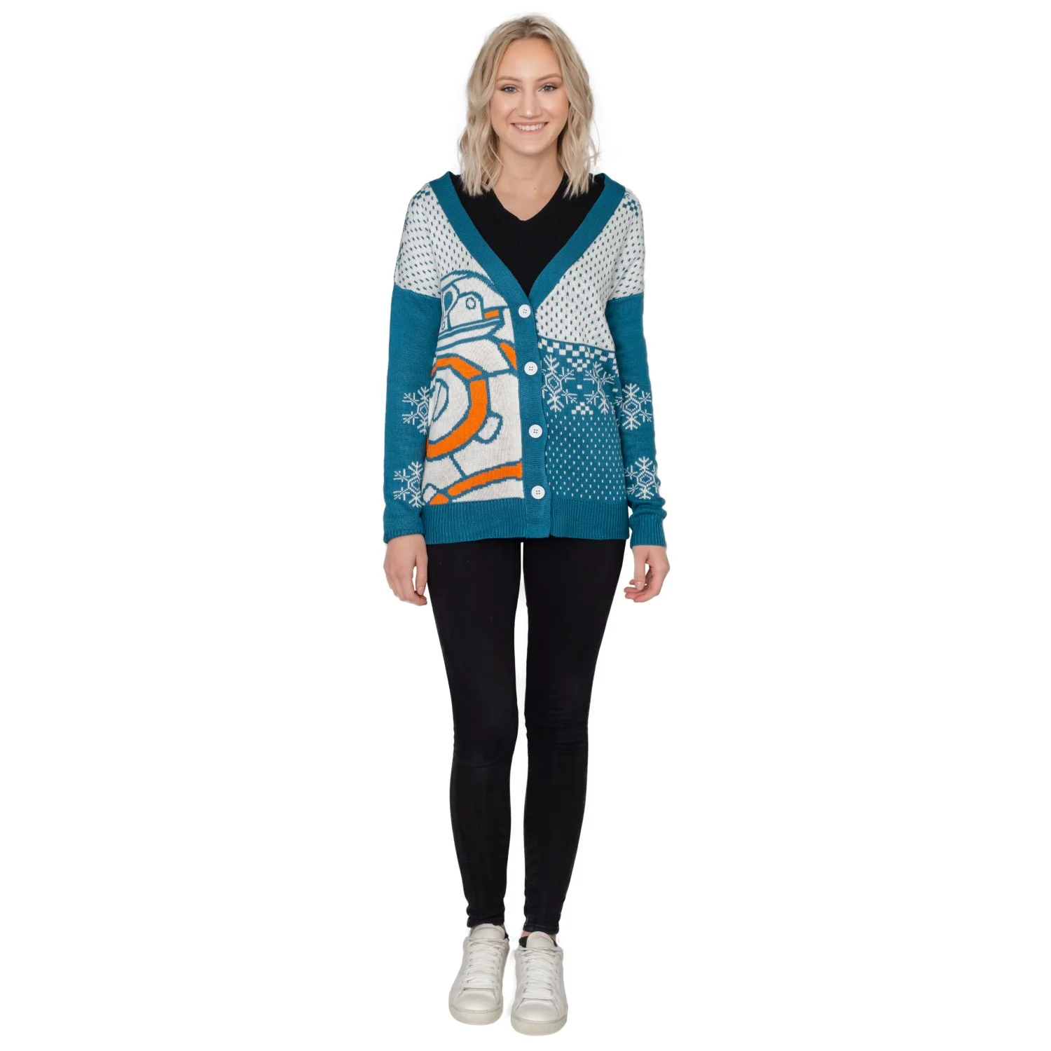Adult Unisex BB8 Star Wars Ugly Christmas Cardigan Sweater - Image 3
