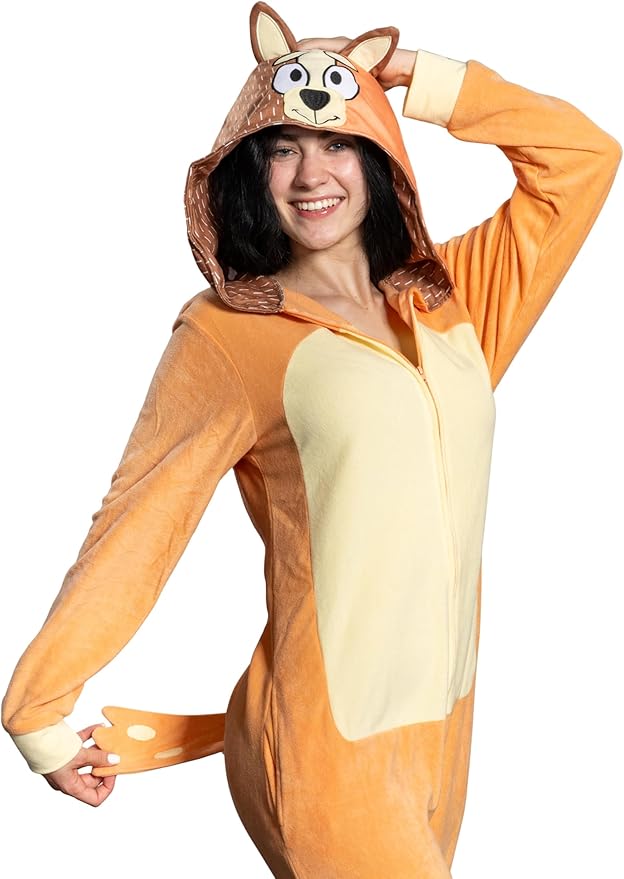 Adult Unisex Playful Colorful Dog Adult Halloween Costume Cosplay Zip Up Pajama Jumpsuit - Image 3