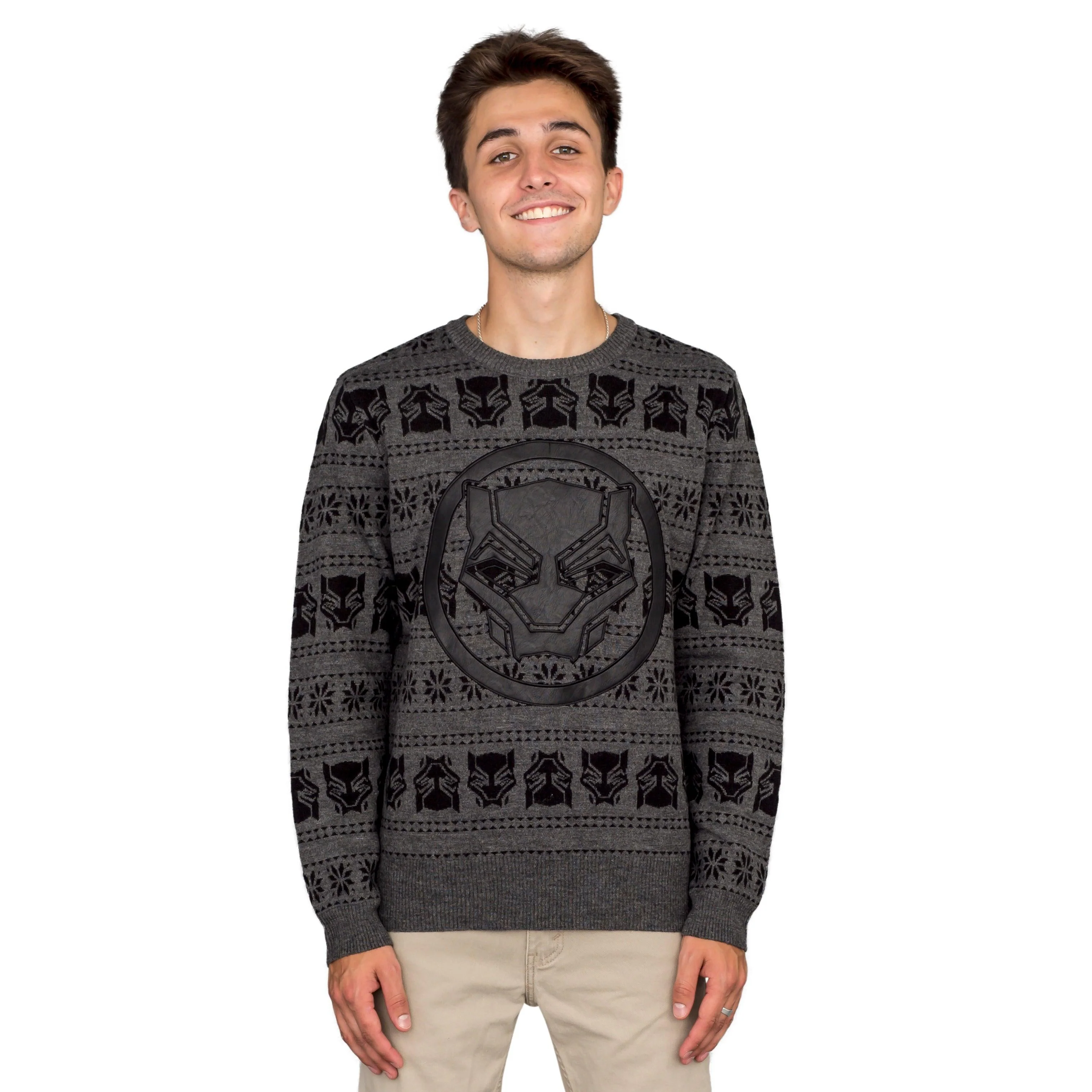 Black Panther Logo Adult Ugly Christmas Sweater - Image 5