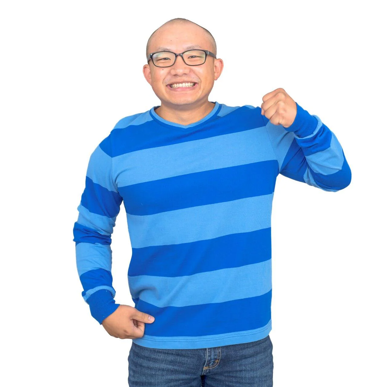 Blue and Detective Halloween Costume  Blue Striped Shirt - Image 7