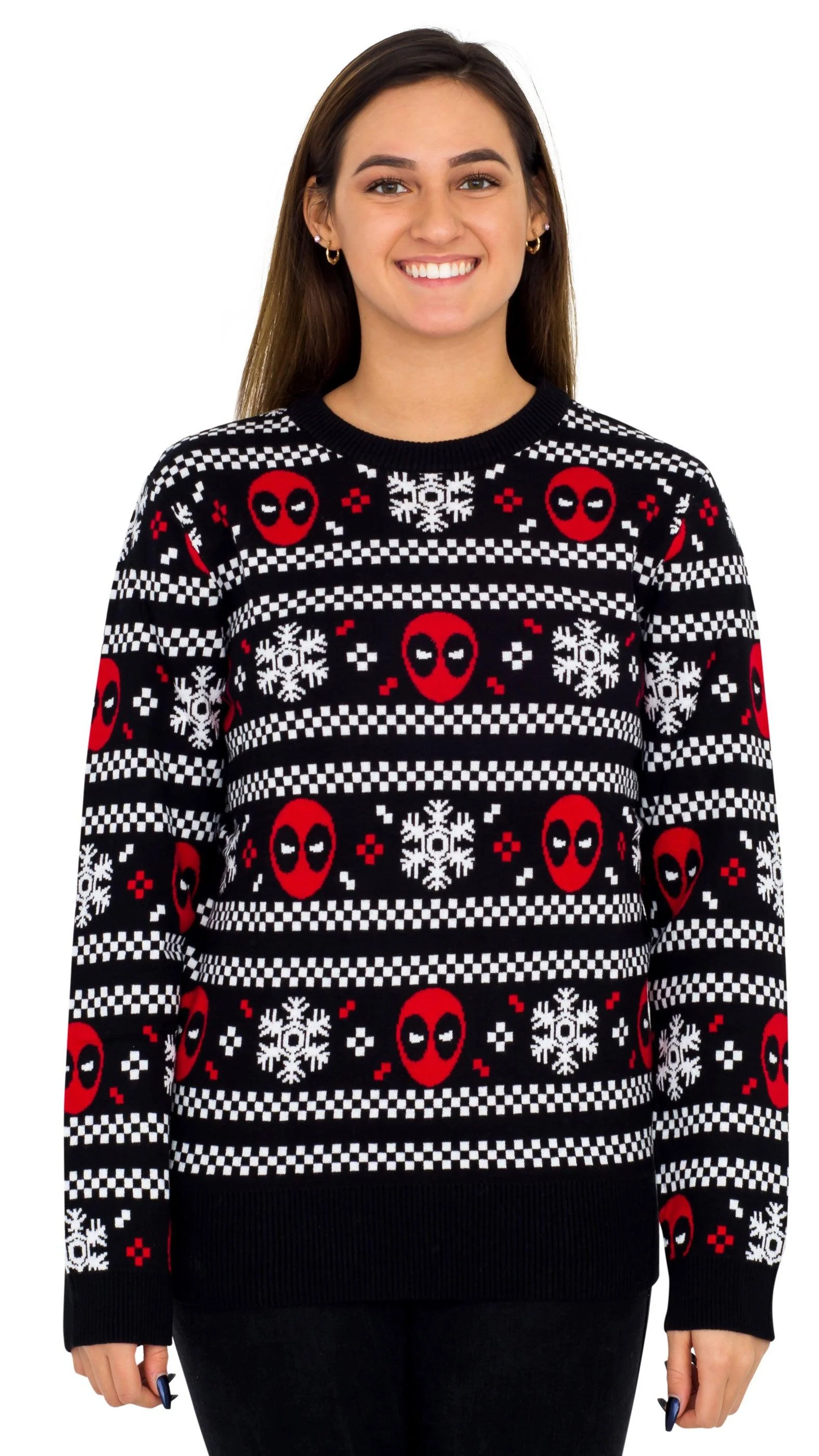 Deadpool Holiday Snow Stripes Ugly Christmas Sweater - Image 2