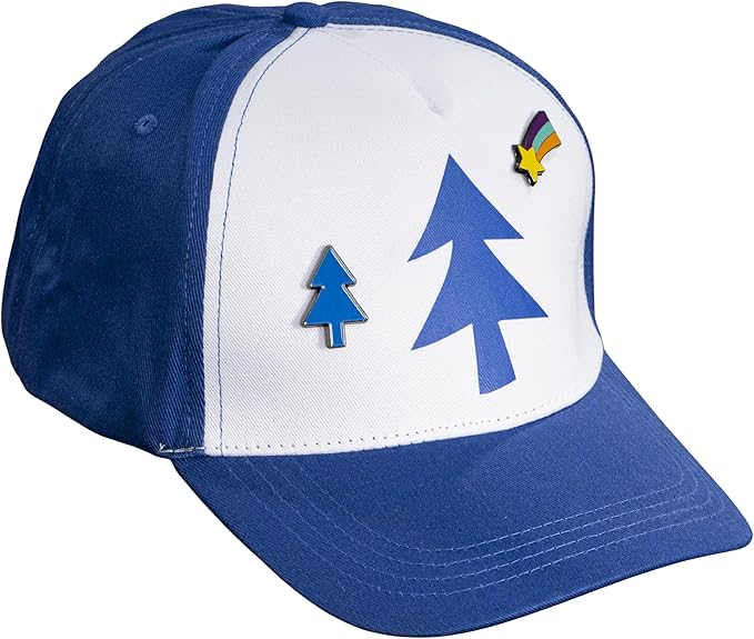 Dipper Blue and White Adult Adjustable Hat Cosplay with Rainbow and Christmas Tree Pins Halloween Costume Accessory Set - Image 6