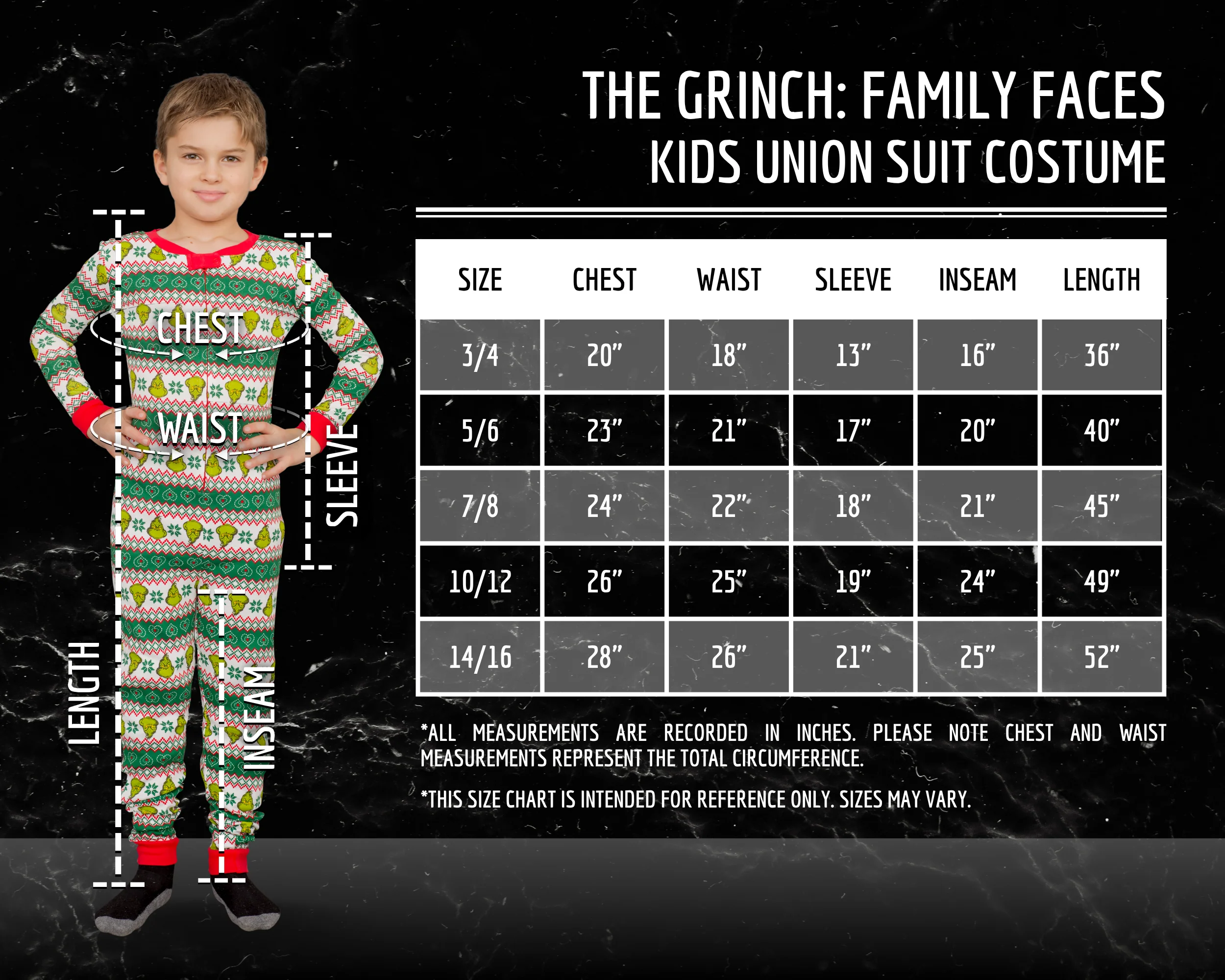 Grinch Family Faces Christmas Kids Pajama Union Suit - Image 2