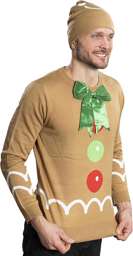 I Am Gingerbread Man Ugly Christmas Sweater and Hat Set - Image 3