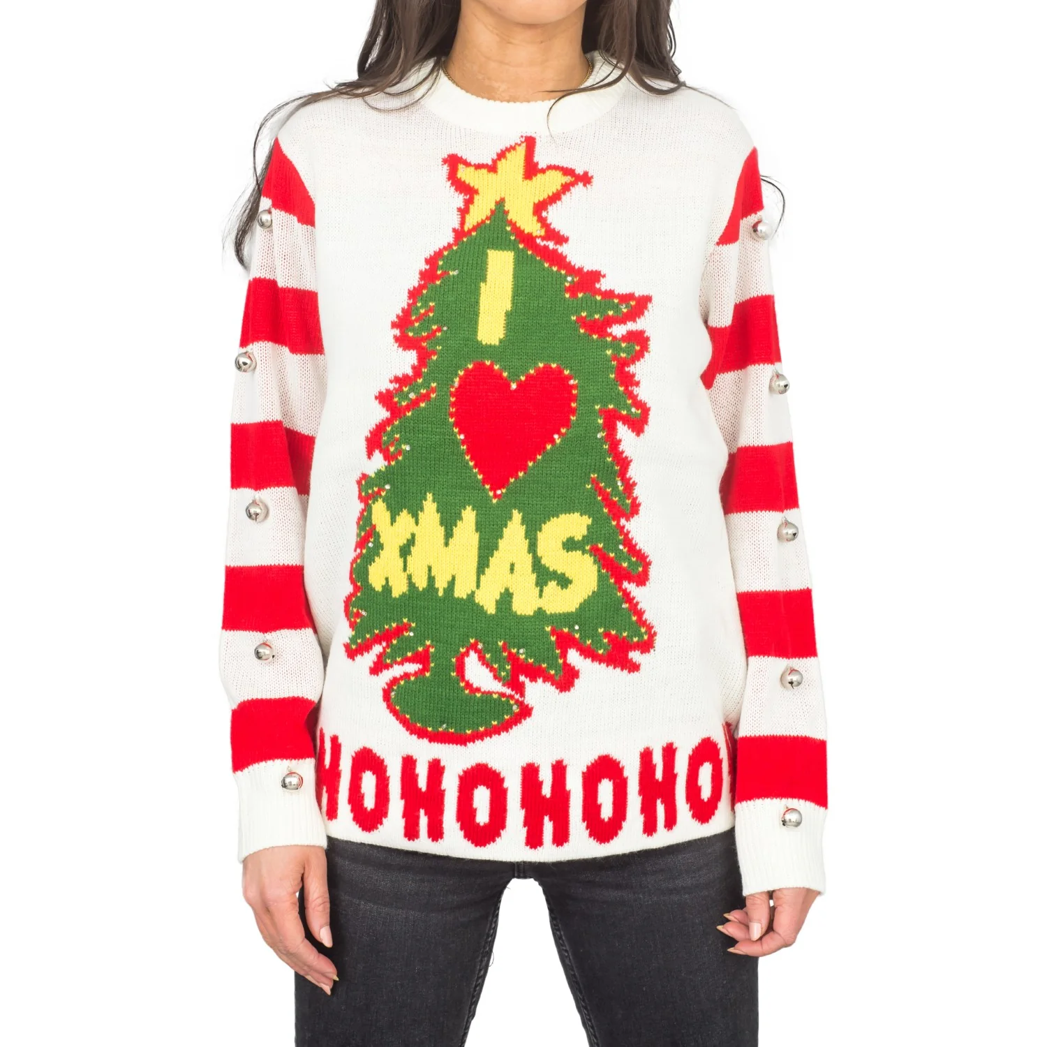 I Love Xmas Light Up and Bells Christmas Sweater - Image 6