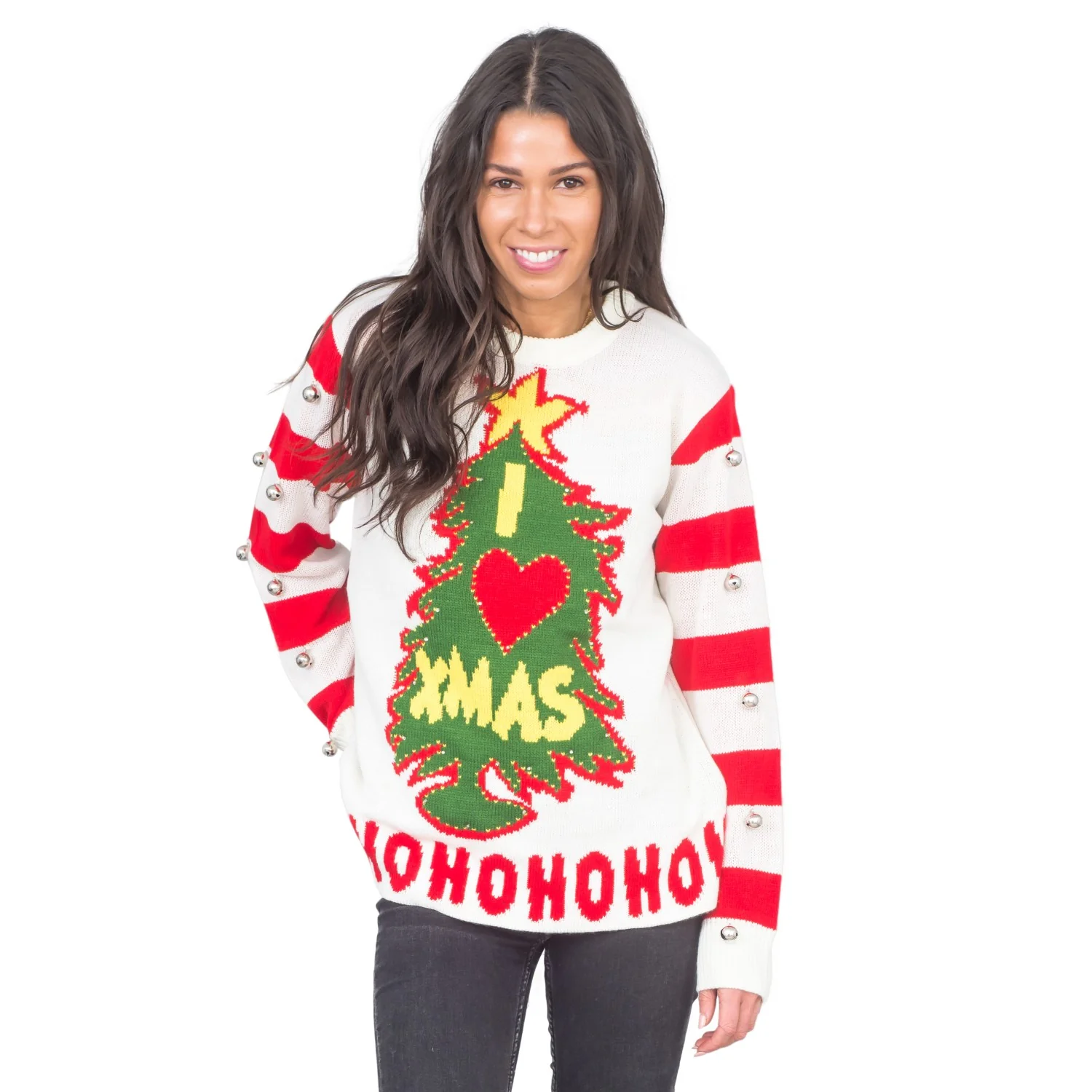 I Love Xmas Light Up and Bells Christmas Sweater - Image 8
