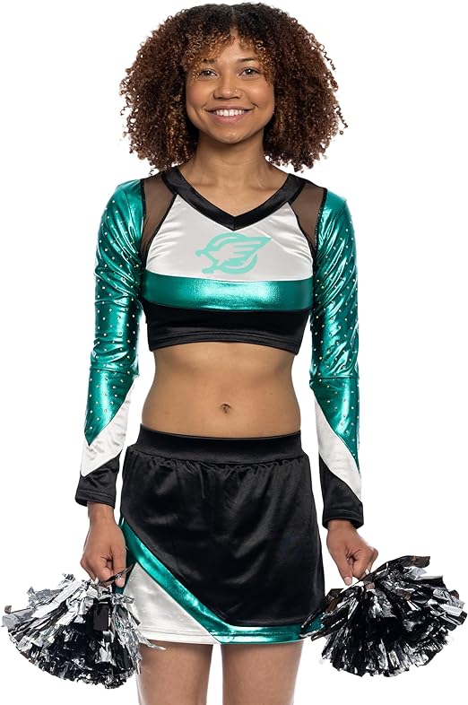 Maddy Cheerleader High School Top Skirt and Poms Set - Image 3