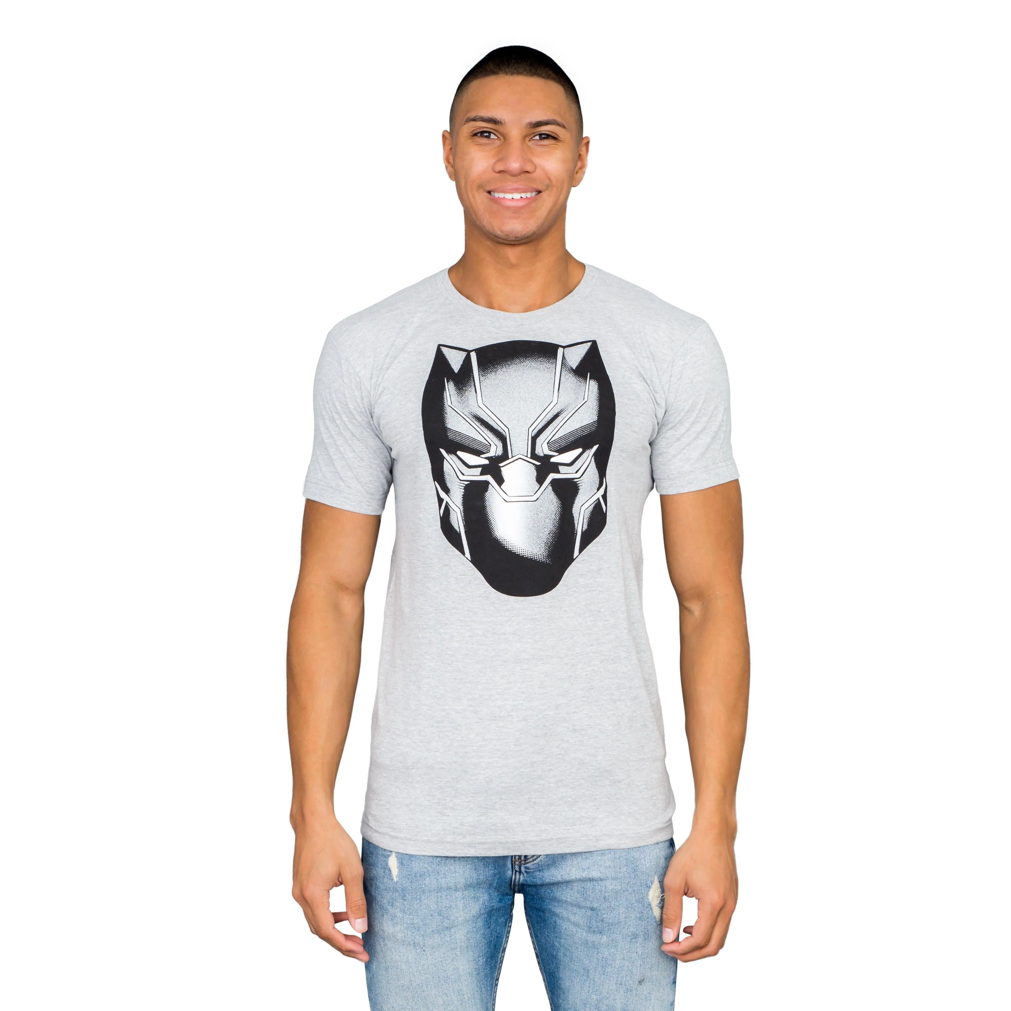 Marvel Comics Black Panther Headshot Heather Gray T-shirt - Image 6