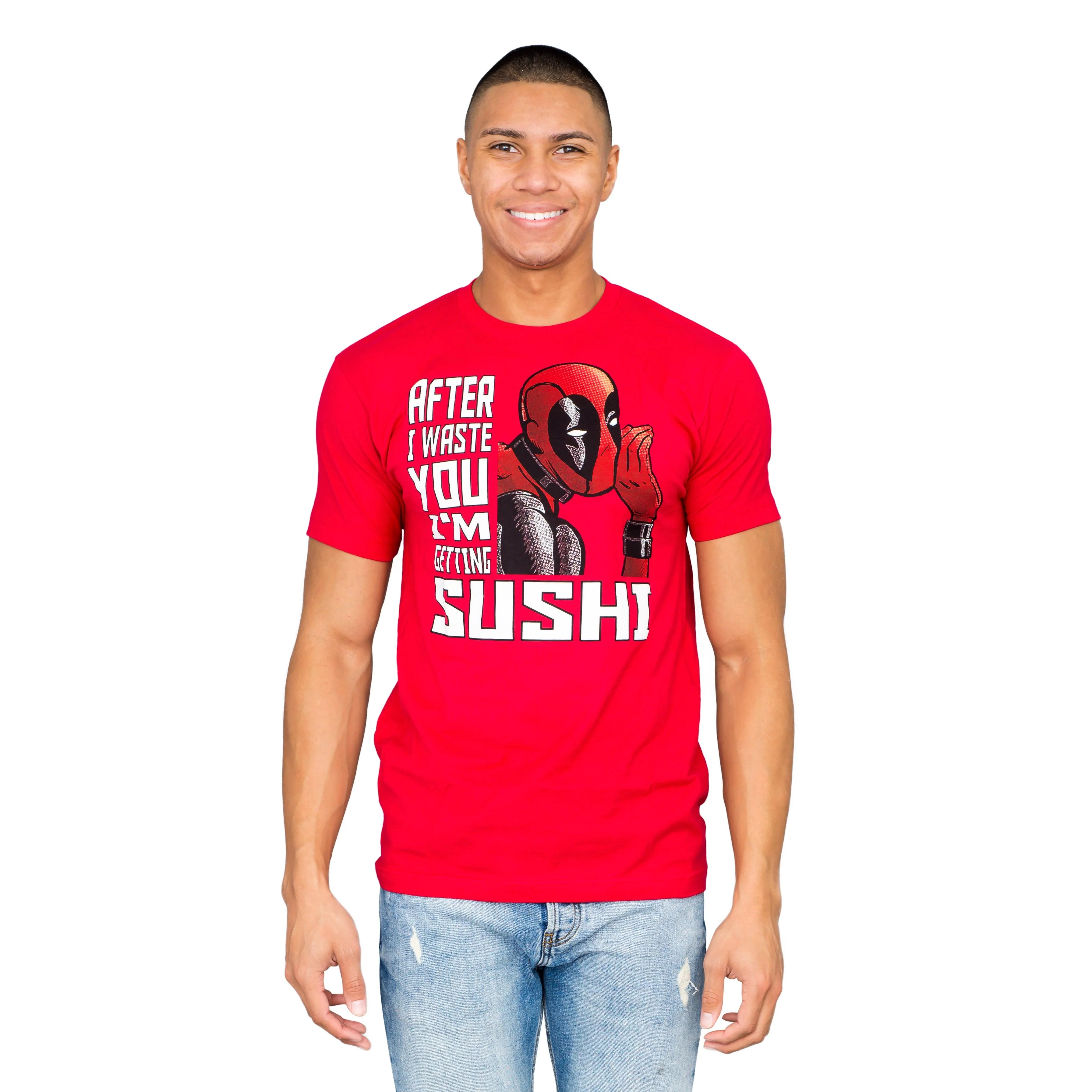 Marvel Comics Deadpool Sushi Red T-shirt - Image 5