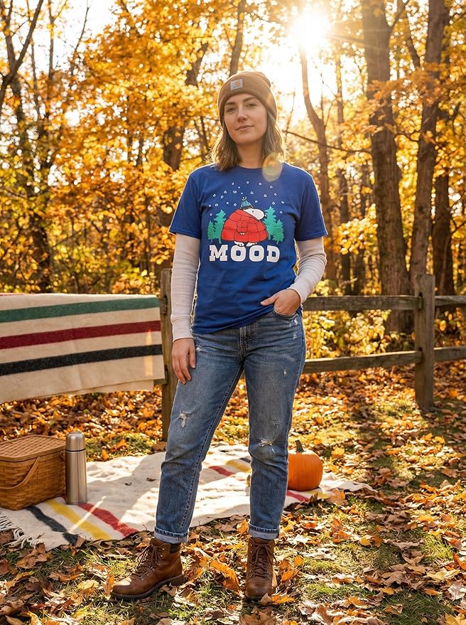 Officially Licensed Peanuts Snoopy Mood Puff Jacket Graphic Tee Adult Unisex T-Shirt - Image 3