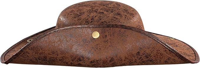 Pirate Hat Faux Leather Tricorn Colonial Renaissance Halloween Costume Cosplay Accessory - Image 2