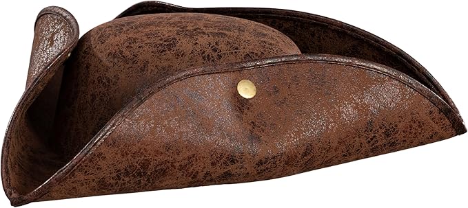 Pirate Hat Faux Leather Tricorn Colonial Renaissance Halloween Costume Cosplay Accessory - Image 4