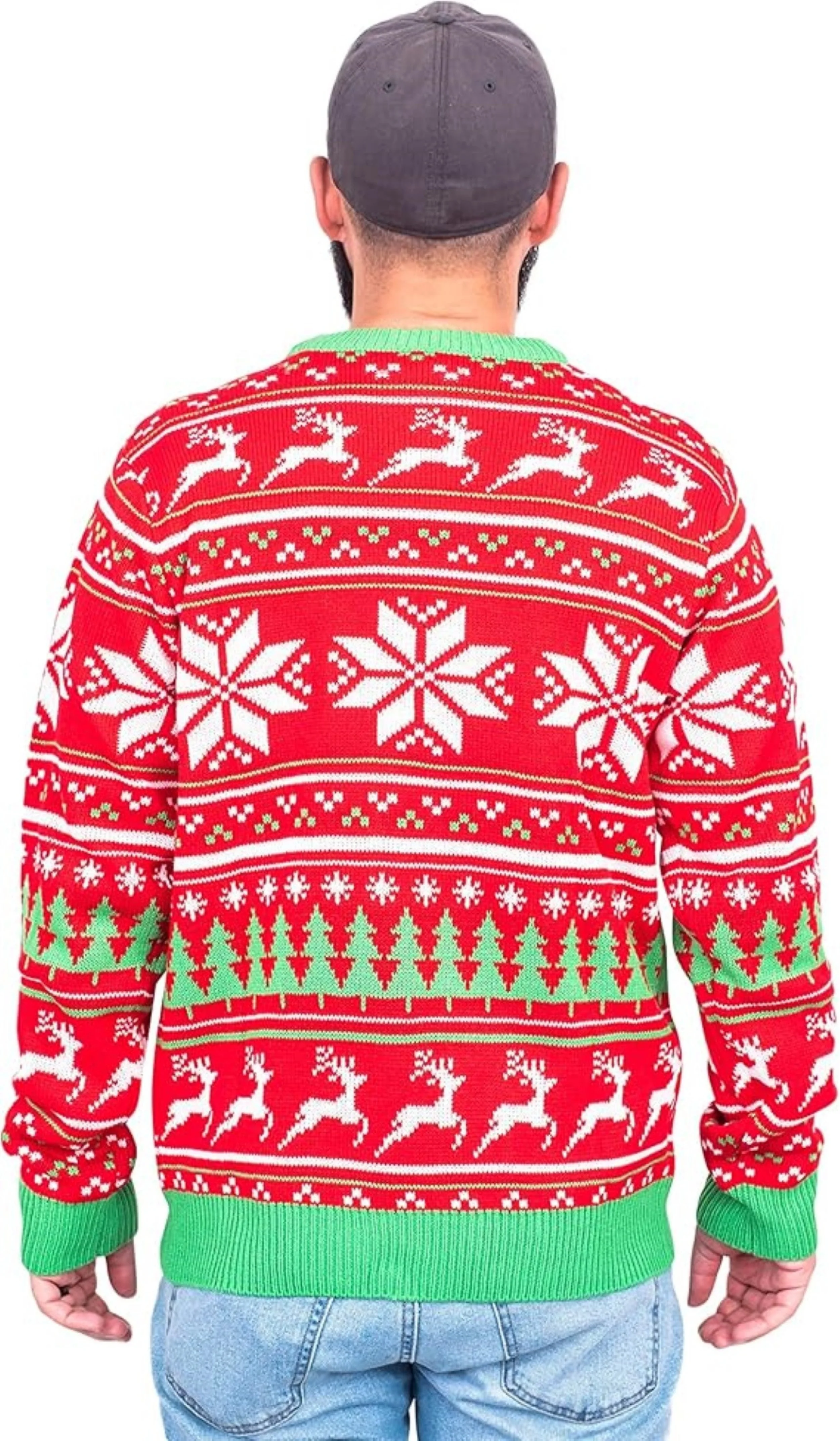 Reindeer Trophy Head 3D LED Lights Adult Unisex Ugly Christmas Sweater - Image 3