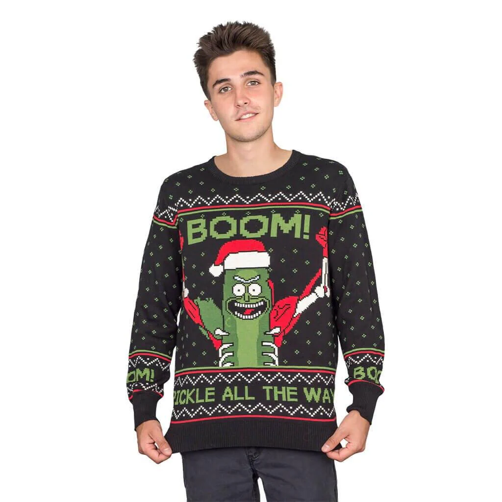 Rick and Morty Boom! PickleRick Adult Ugly Christmas Sweater - Image 3