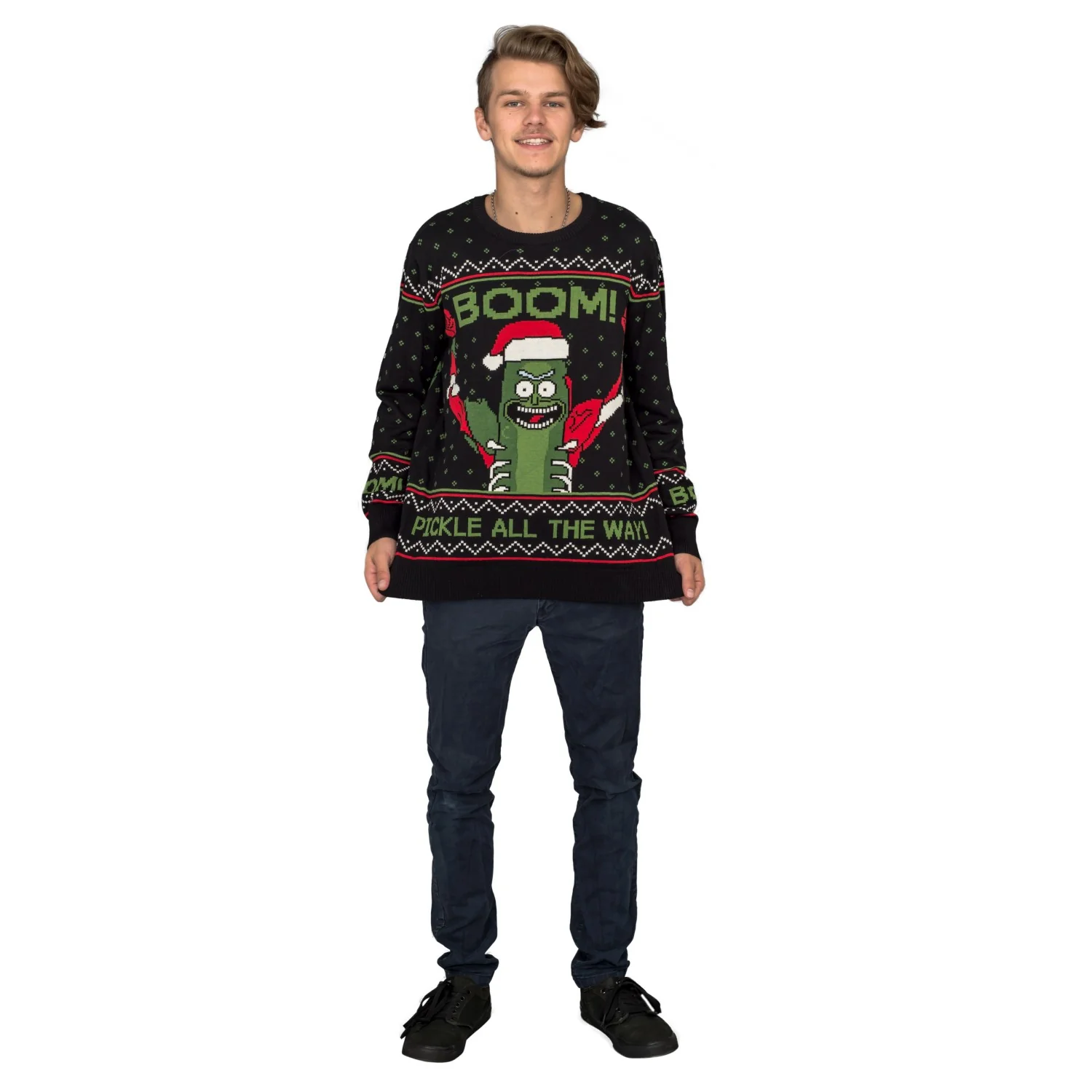 Rick and Morty Boom! PickleRick Adult Ugly Christmas Sweater - Image 4