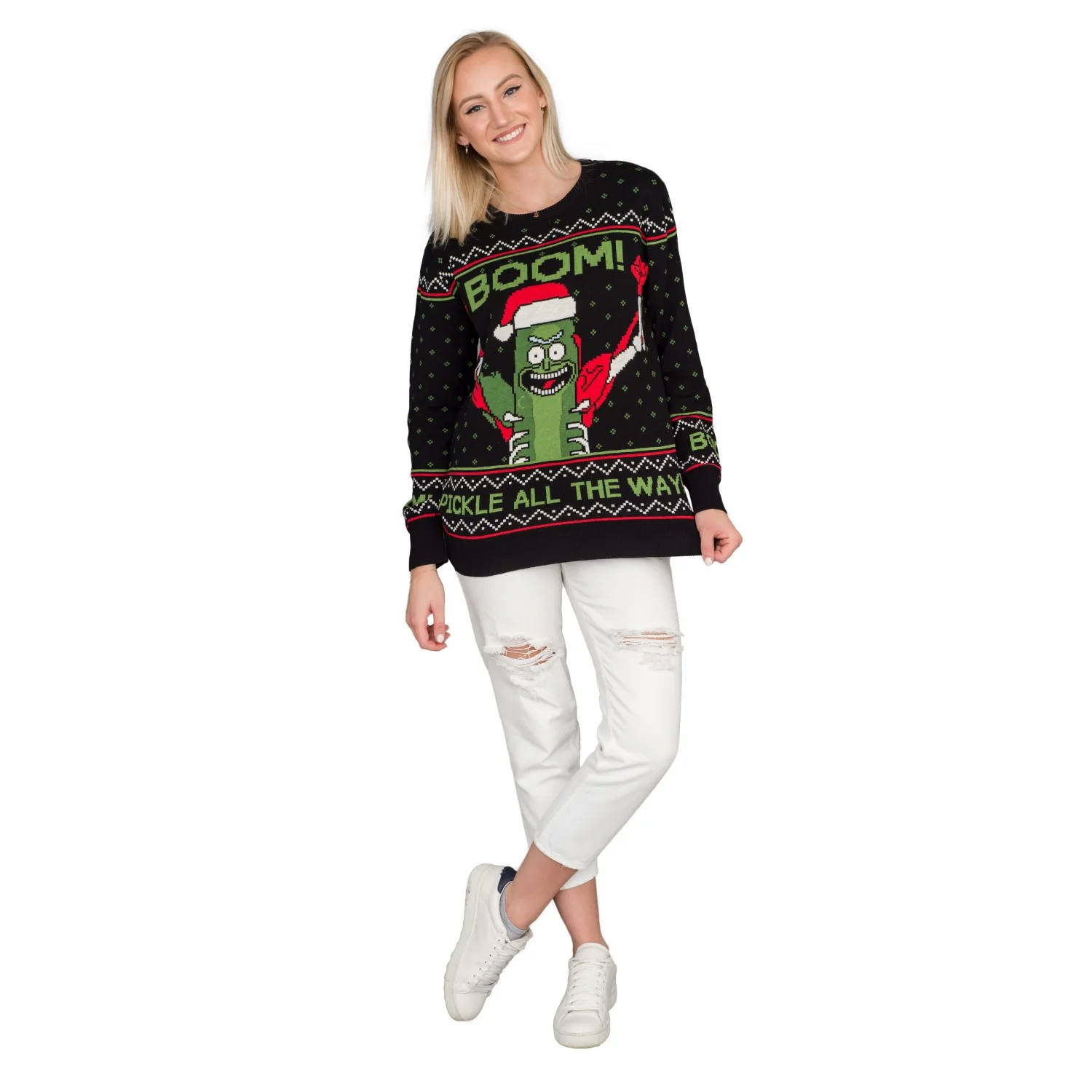 Rick and Morty Boom! PickleRick Adult Ugly Christmas Sweater - Image 5