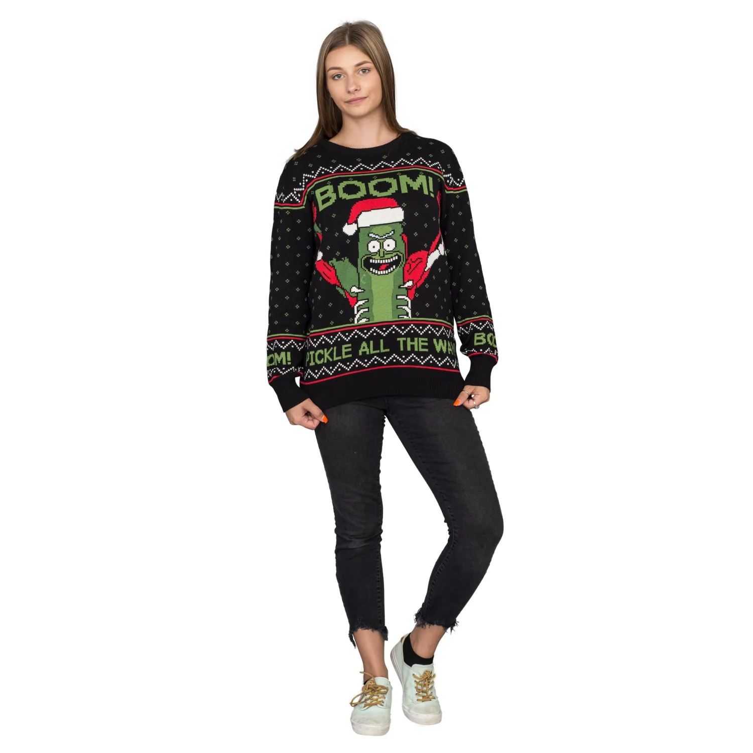 Rick and Morty Boom! PickleRick Adult Ugly Christmas Sweater - Image 9