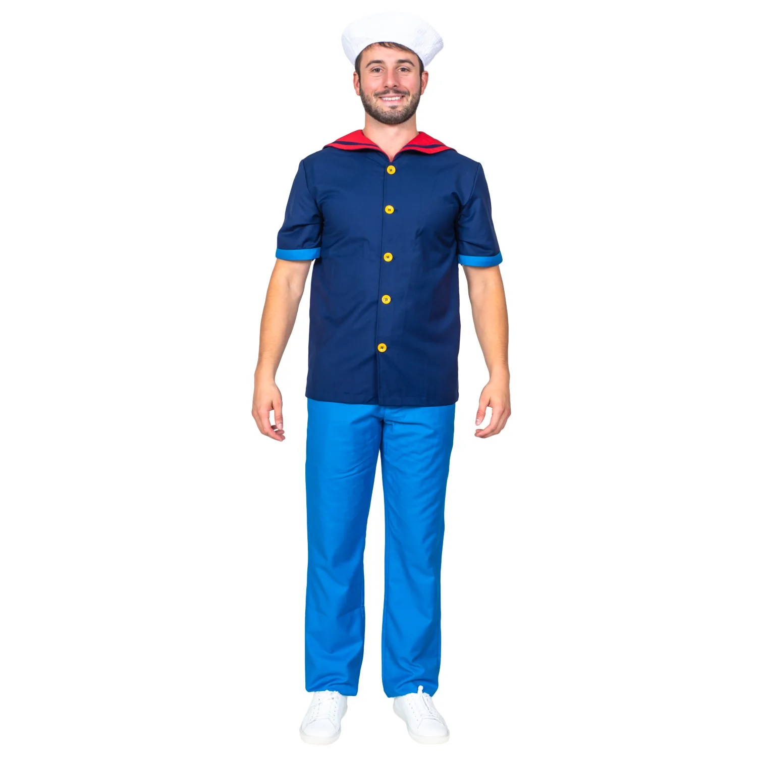 Sailor Man Adult Halloween Costume Set with Muscle Arms Spinach Captain Cosplay - Image 2