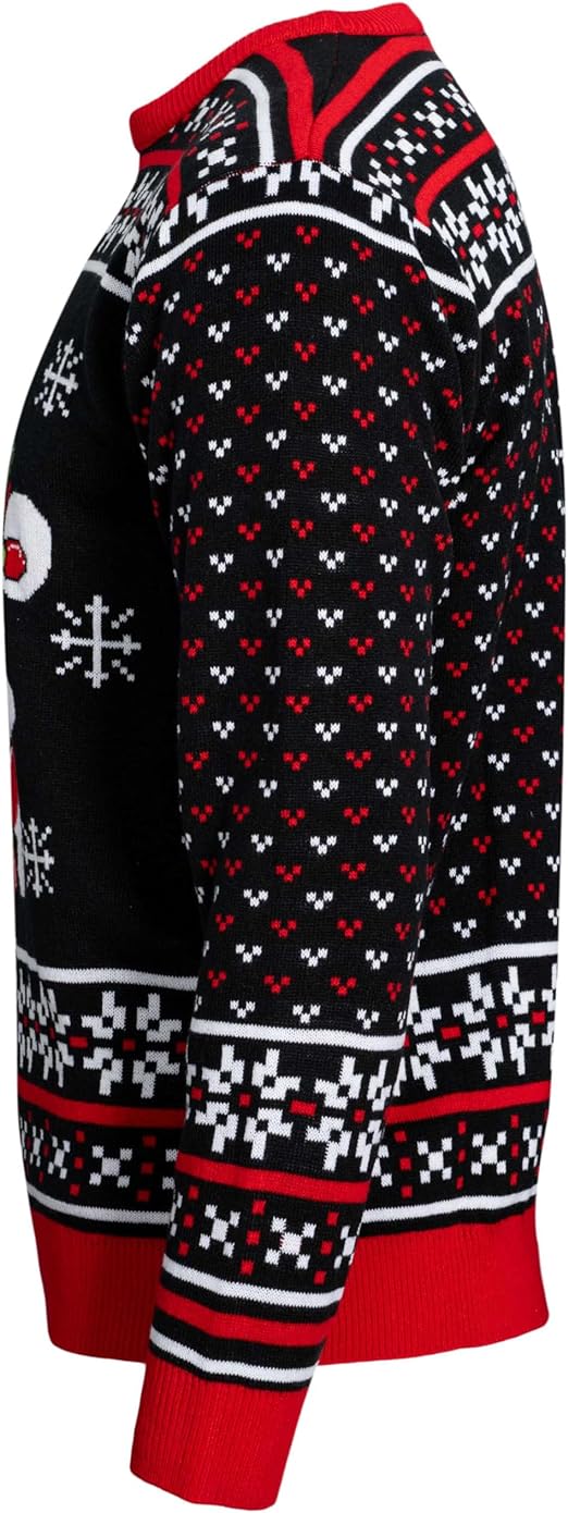 Skull Santa Claus Bones Lights and Snowflakes Sweater - Image 4