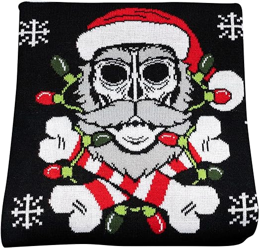 Skull Santa Claus Bones Lights and Snowflakes Sweater - Image 6