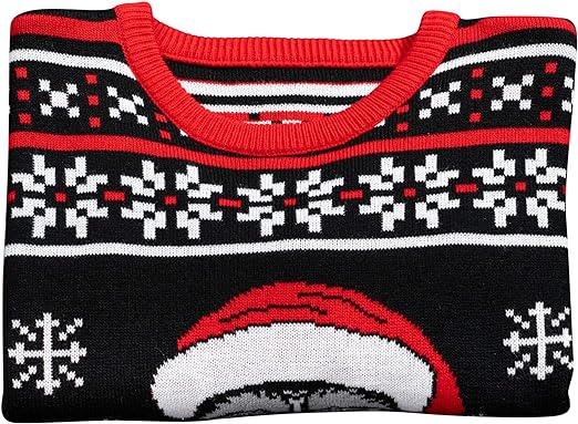 Skull Santa Claus Bones Lights and Snowflakes Sweater - Image 7