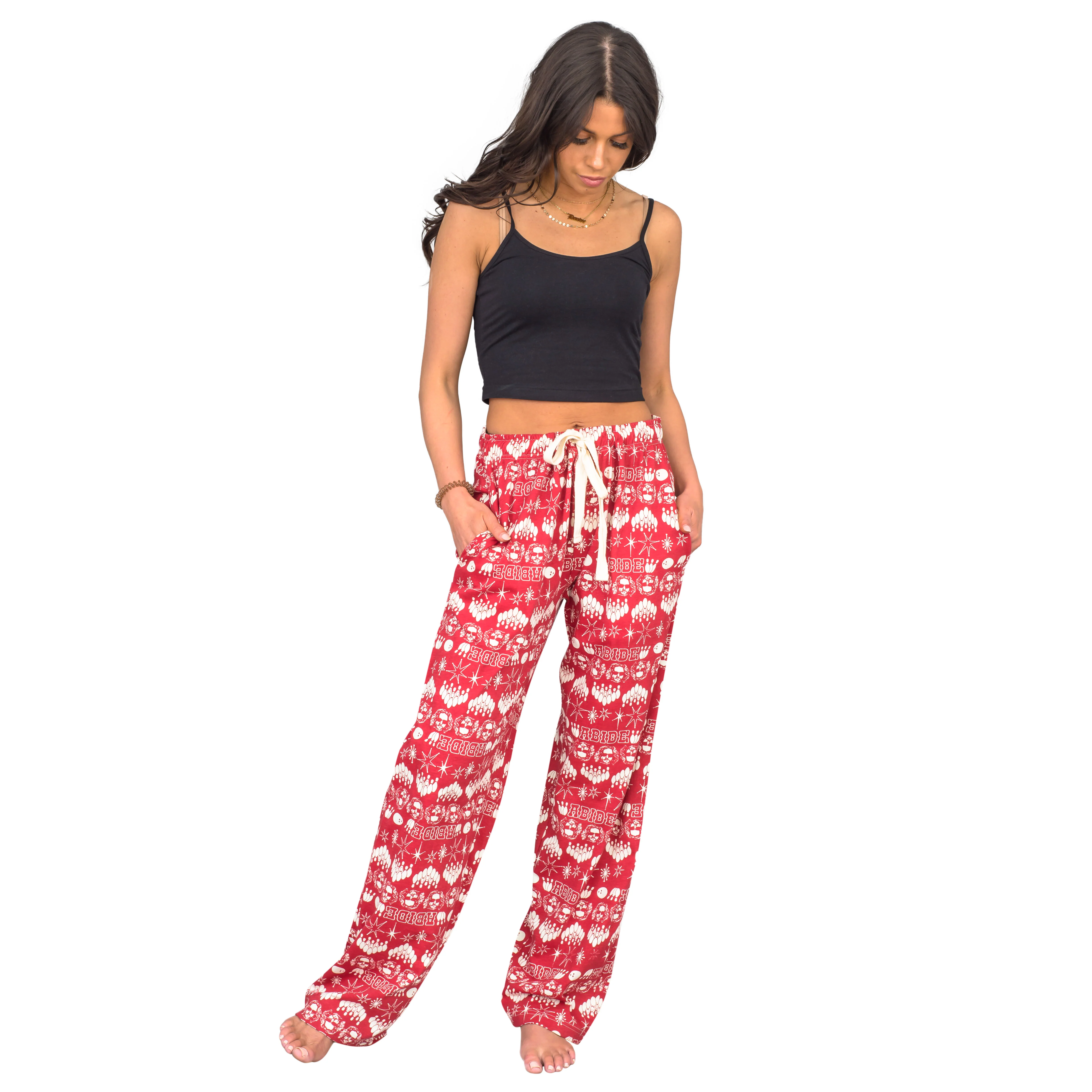 The Big Lebowski Bowling Pins Unisex Adult Red Lounge Pants - Image 2