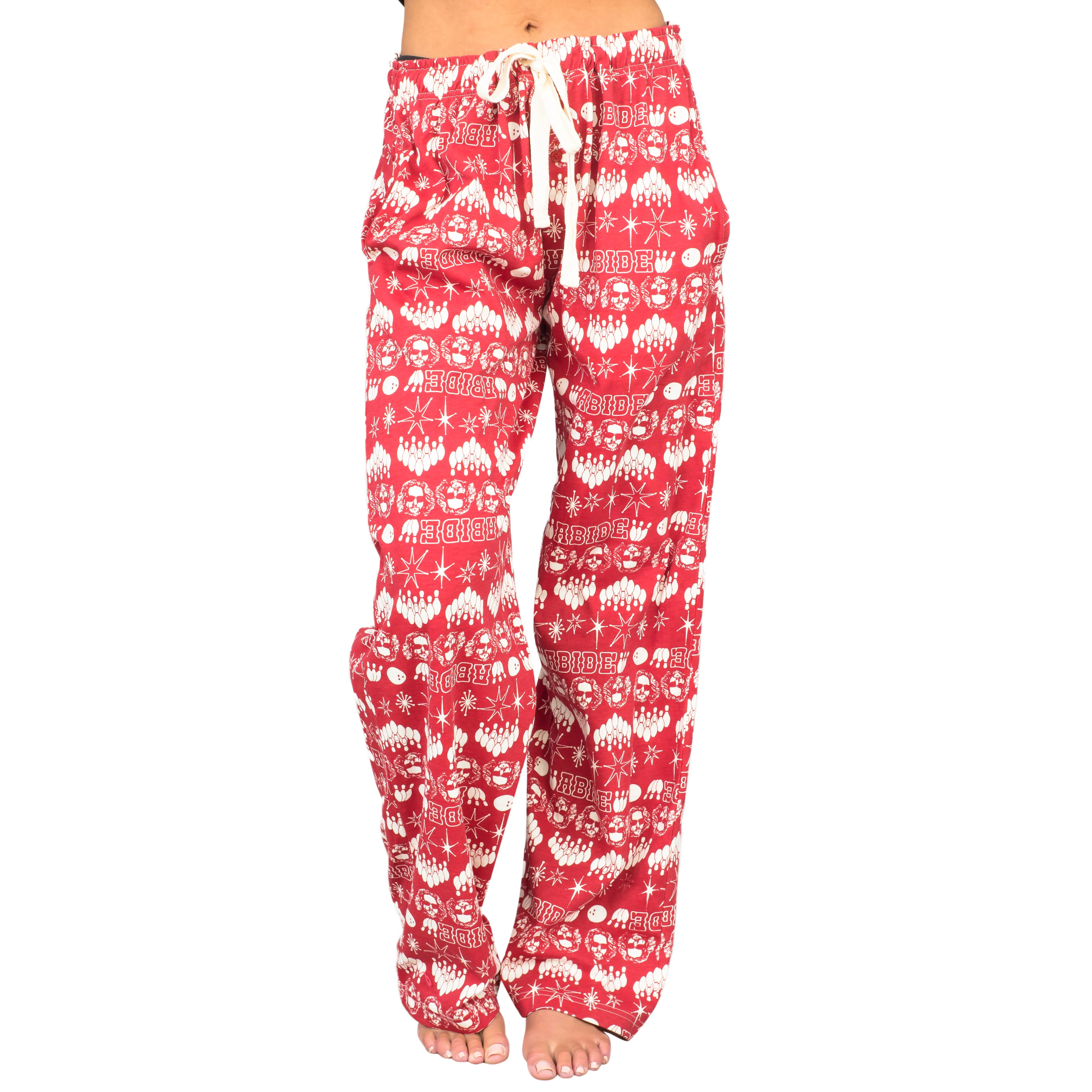 The Big Lebowski Bowling Pins Unisex Adult Red Lounge Pants - Image 7