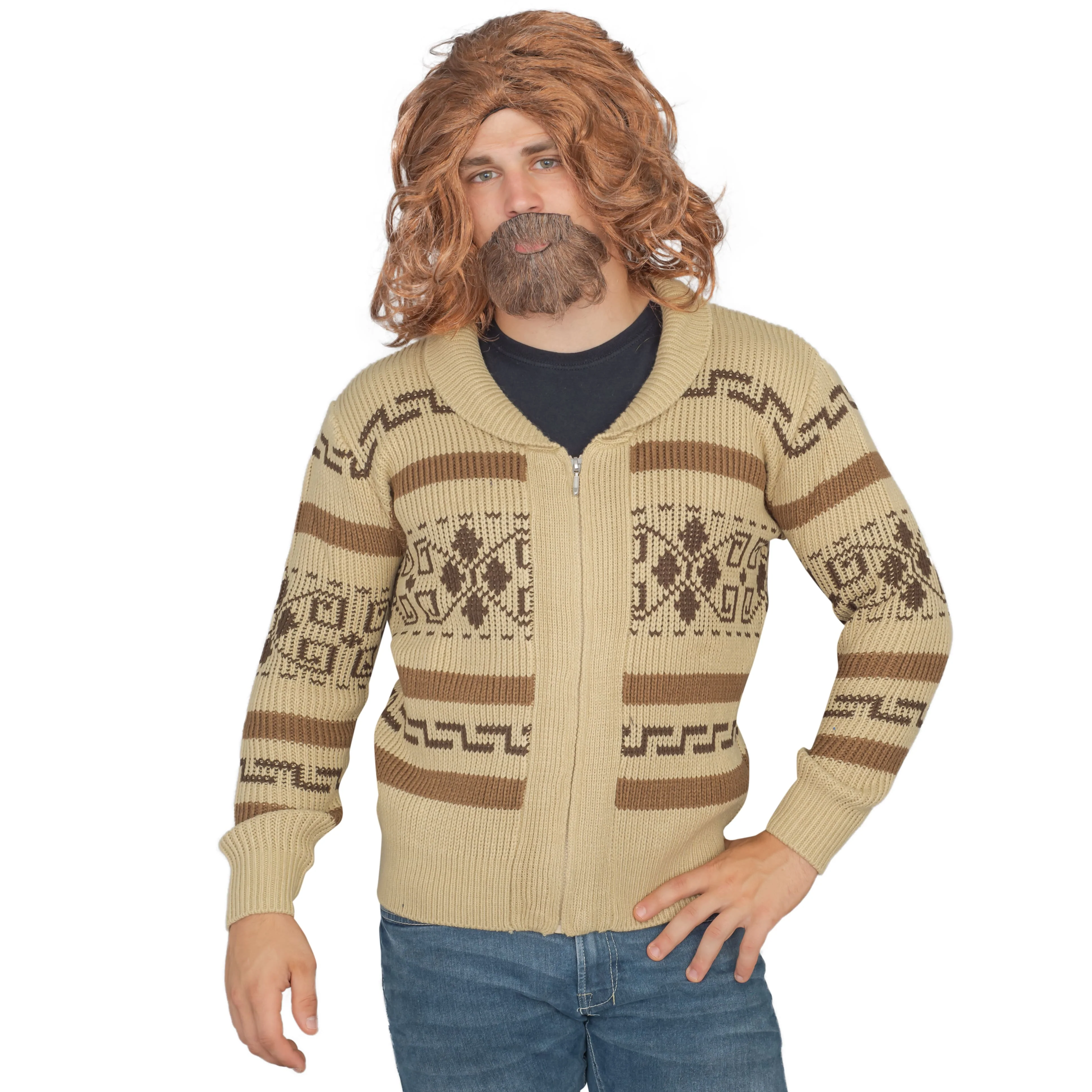 The Dude Lebowski Bowling Movie Character Cardigan Sweater and Lounge Pants Halloween Costume Set - Image 3