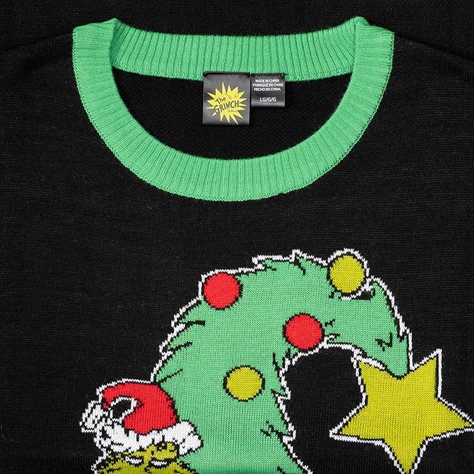 The Grinch Bend Tree with Gifts Adult Knitted Ugly Christmas Sweater - Image 4
