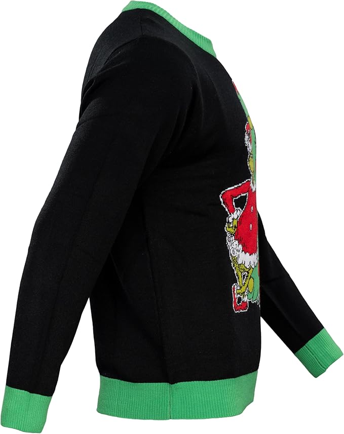 The Grinch Bend Tree with Gifts Adult Knitted Ugly Christmas Sweater - Image 5