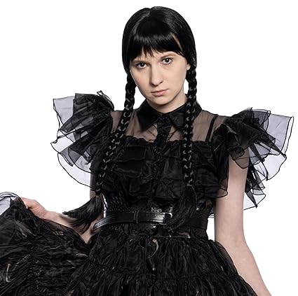 Wednesday Spooky Family Deluxe Halloween Cosplay Costume Wig - Image 4